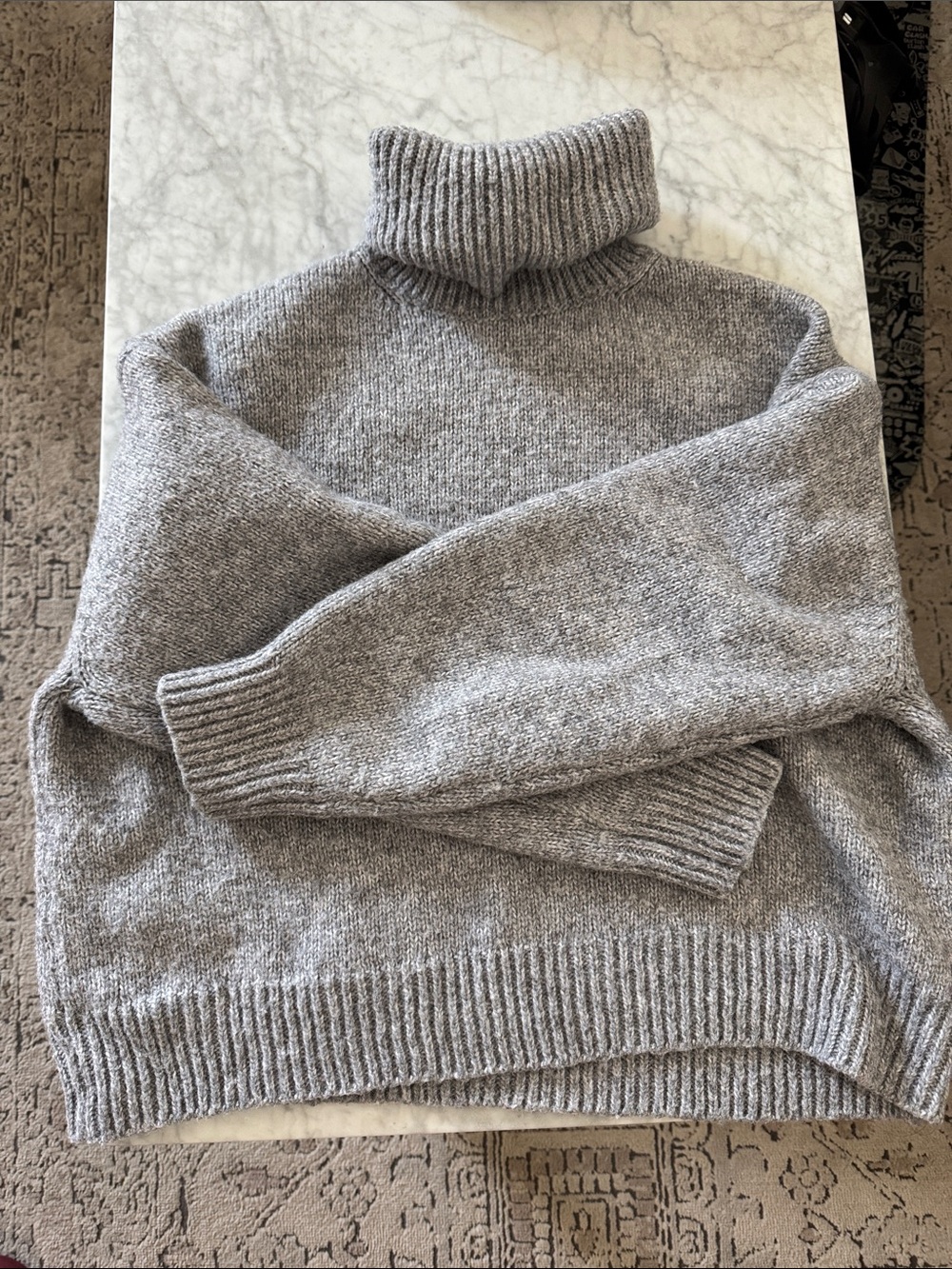 Mango Gray Turtleneck Sweater M medium